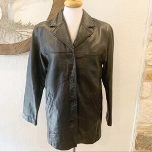 Danier Canada Black Leather Wool Lined Jacket XS